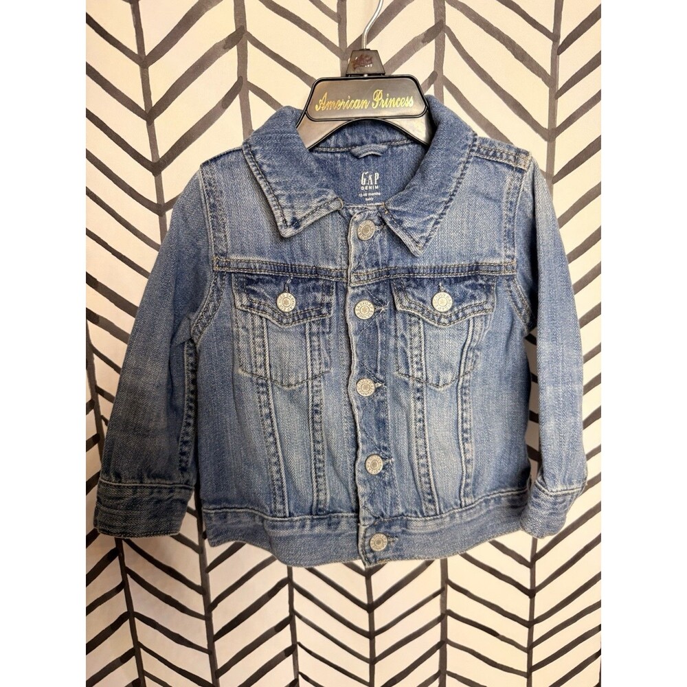 Gap Blue Denim Snap Button Jean Jacket Toddler Girls 12M-18M 2046